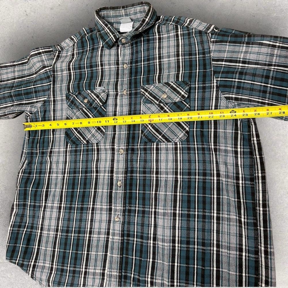 Vtg Carhartt Flannel Shirt Mens FITS 2XL Rugged Outdoor Green Y2K 90's - Picture 5 of 8